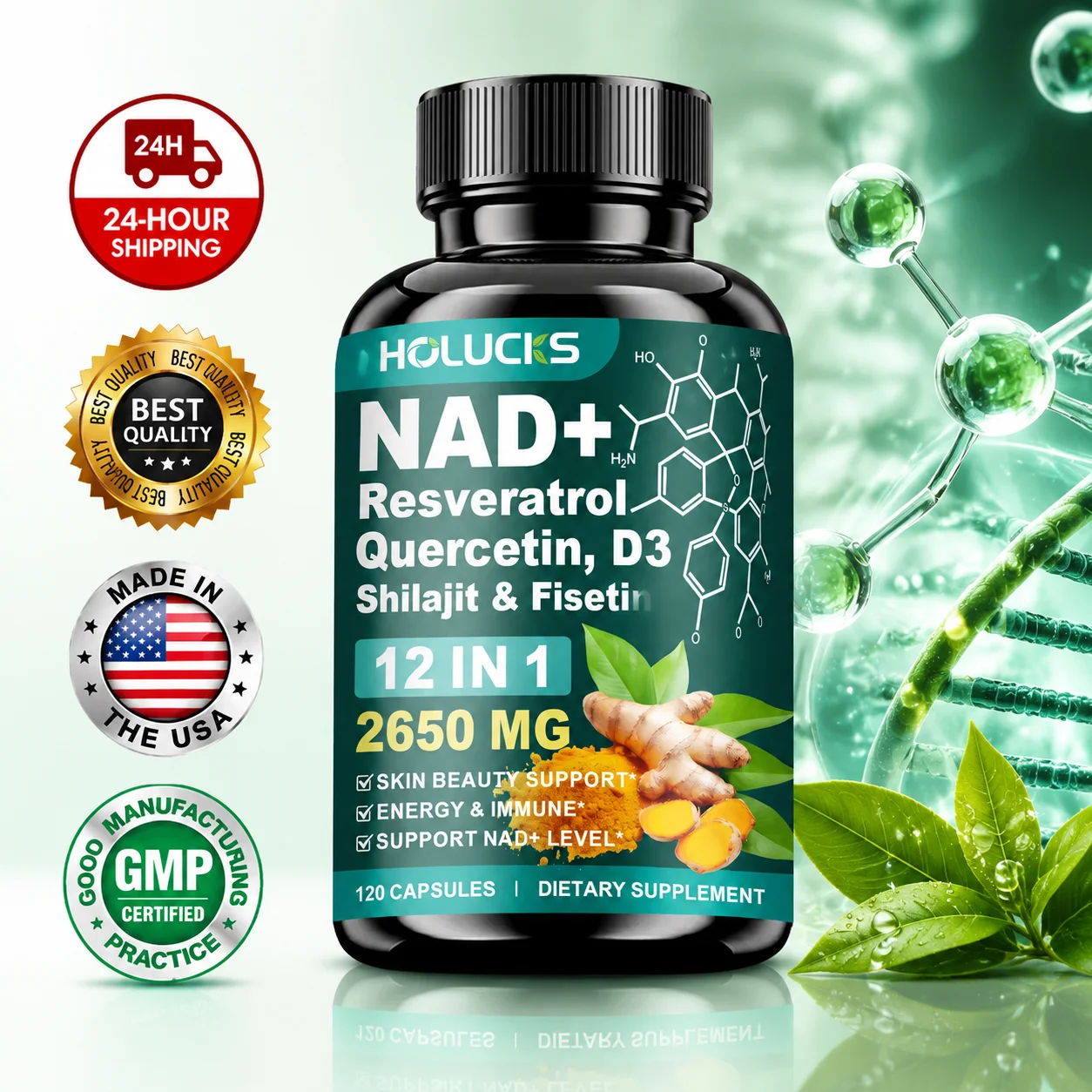 Health Wellness Vitality - Integratore NAD+ ad alta potenza, con
