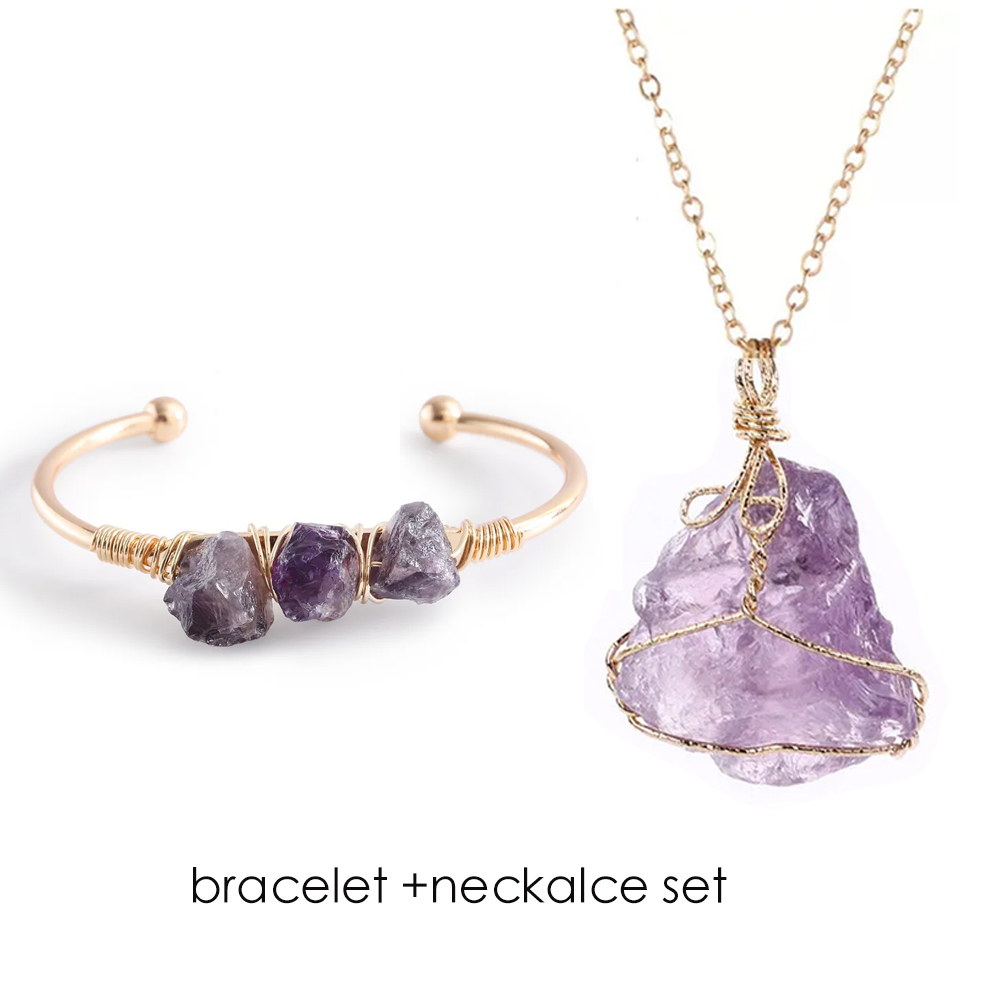 Healing Crystal Set - Bracciali aperti in pietra naturale, braccialetti